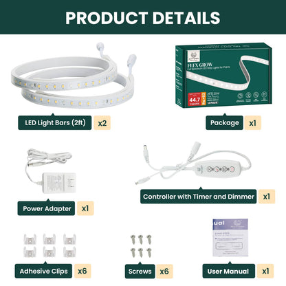 FLEX GROW - Silicone Tube LED Grow Light, 4000K, 2pcs - pro