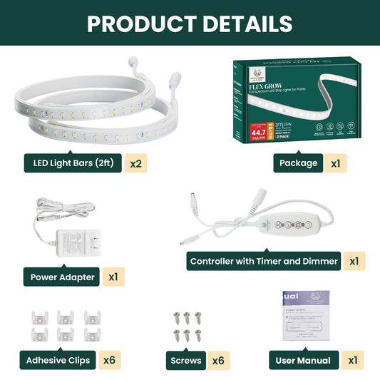 FLEX GROW - Silicone Tube LED Grow Light, 4000K, 2pcs - pro