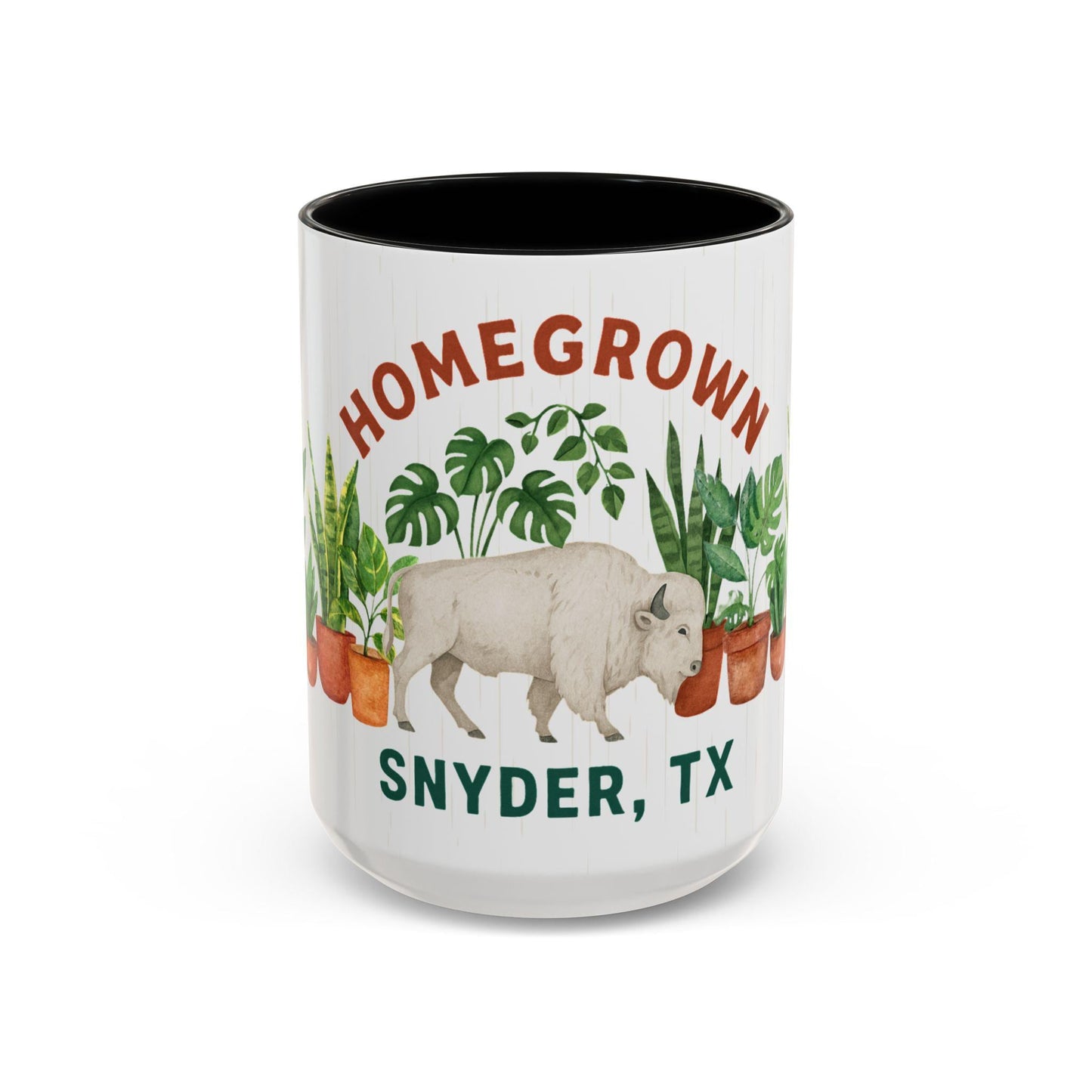 Homegrown Buffalo with Potted Plants Mug | Snyder TX Accent Coffee Mug