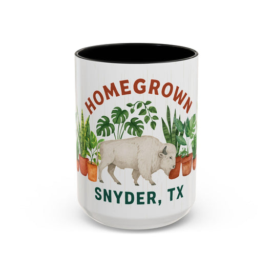 Homegrown Buffalo with Potted Plants Mug | Snyder TX Accent Coffee Mug