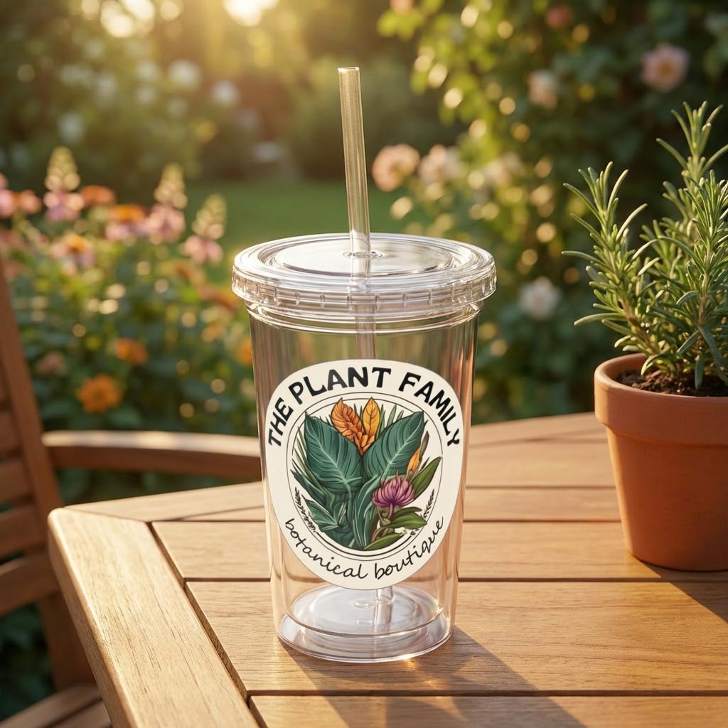 Plant Family Logo Acrylic Cup | Botanical, Plant Lover Tumbler