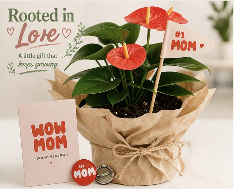 Anthurium Plant Gift Box for Mom | Mother’s Day Flowering Houseplant