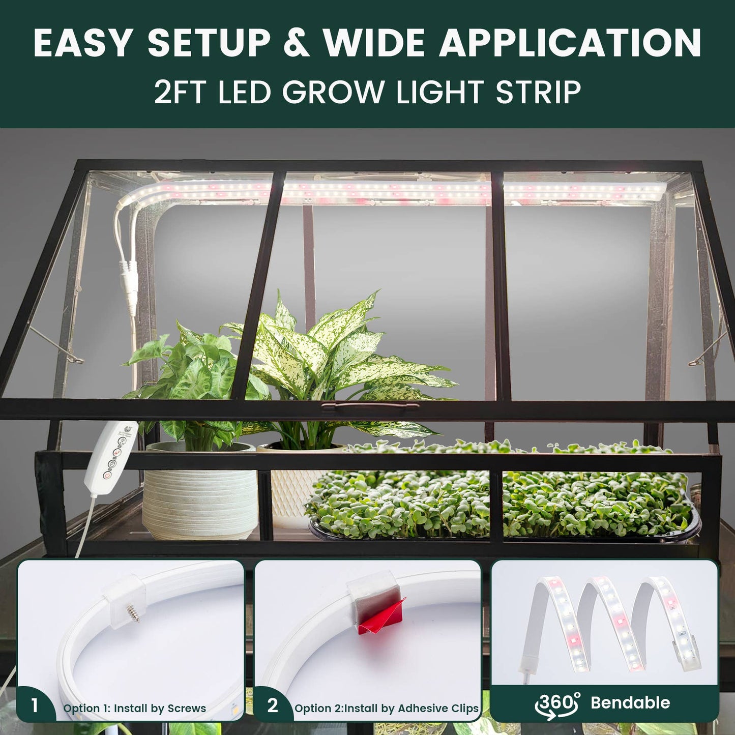 FLEX GROW - Silicone Tube LED Grow Light, 4000K, 2pcs - pro
