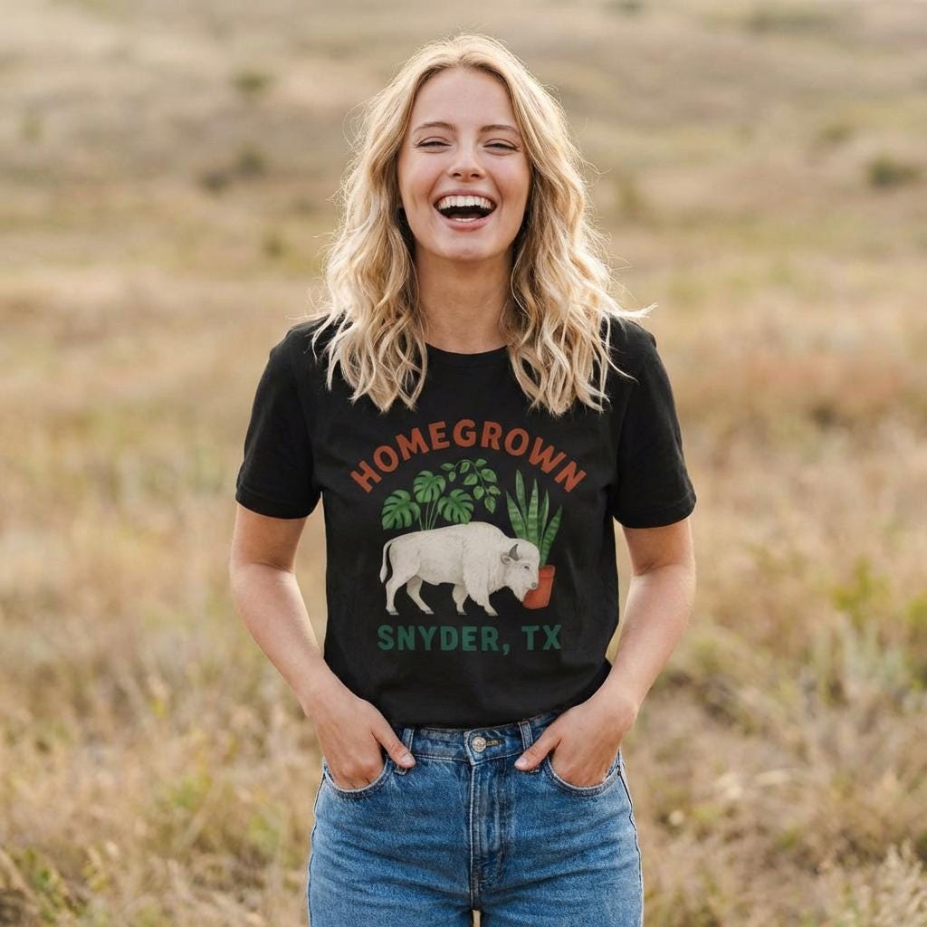 Homegrown Snyder TX Shirt | Buffalo Houseplant Graphic Tee | West Texas Pride